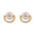 Pierced Pearl Orb Design Necklace Gold & Silver Stud Earrings (2 Colors)
