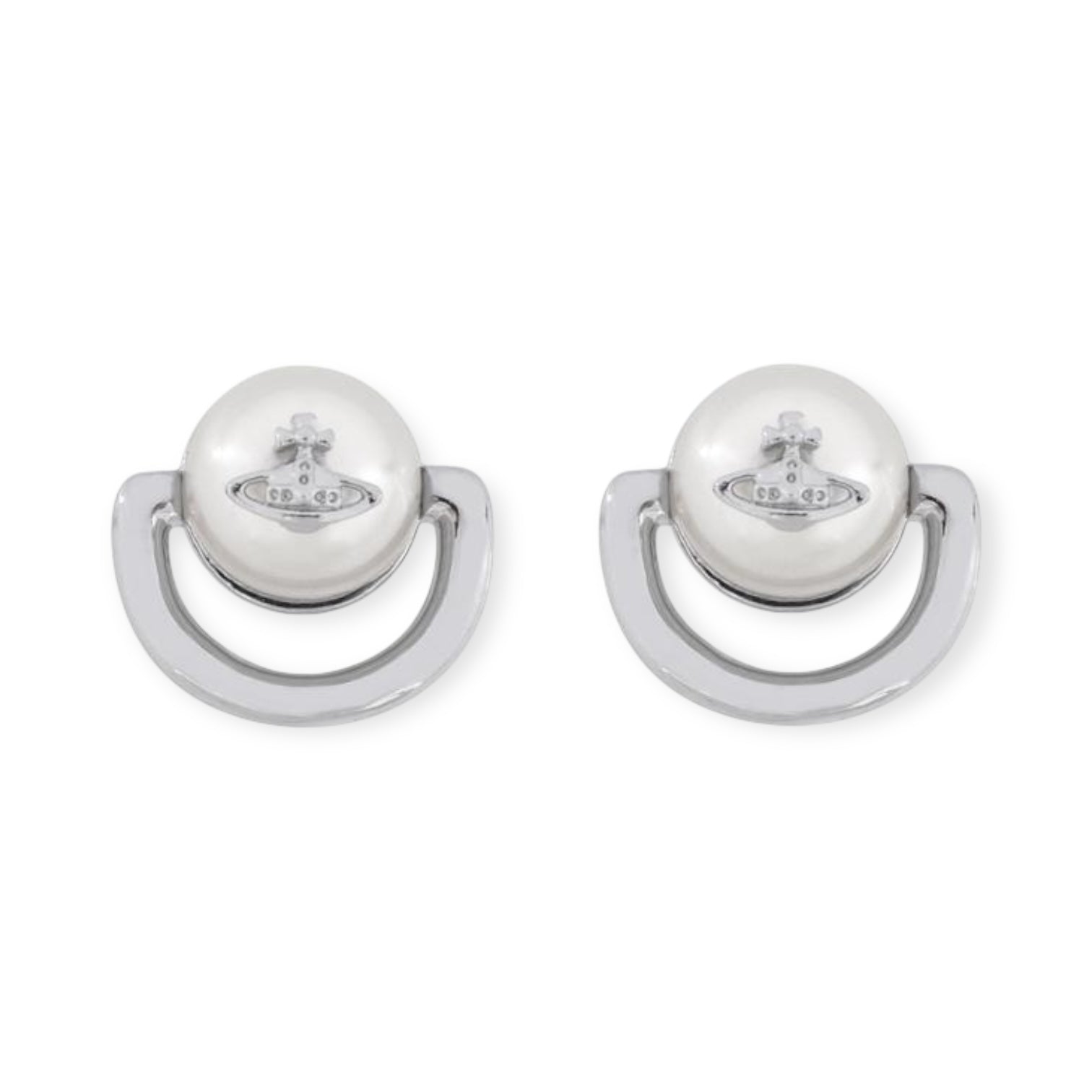 Pierced Pearl Orb Design Necklace Gold & Silver Stud Earrings (2 Colors)