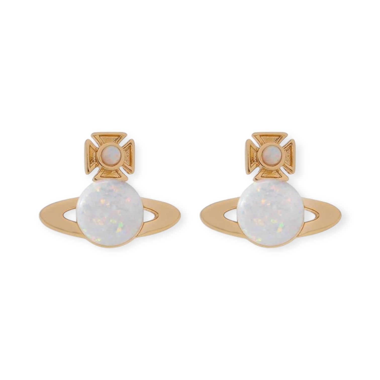 Mini Pearl Orb Iridescent Design Pendant Gold & Silver Stud Earrings (2 Colors)
