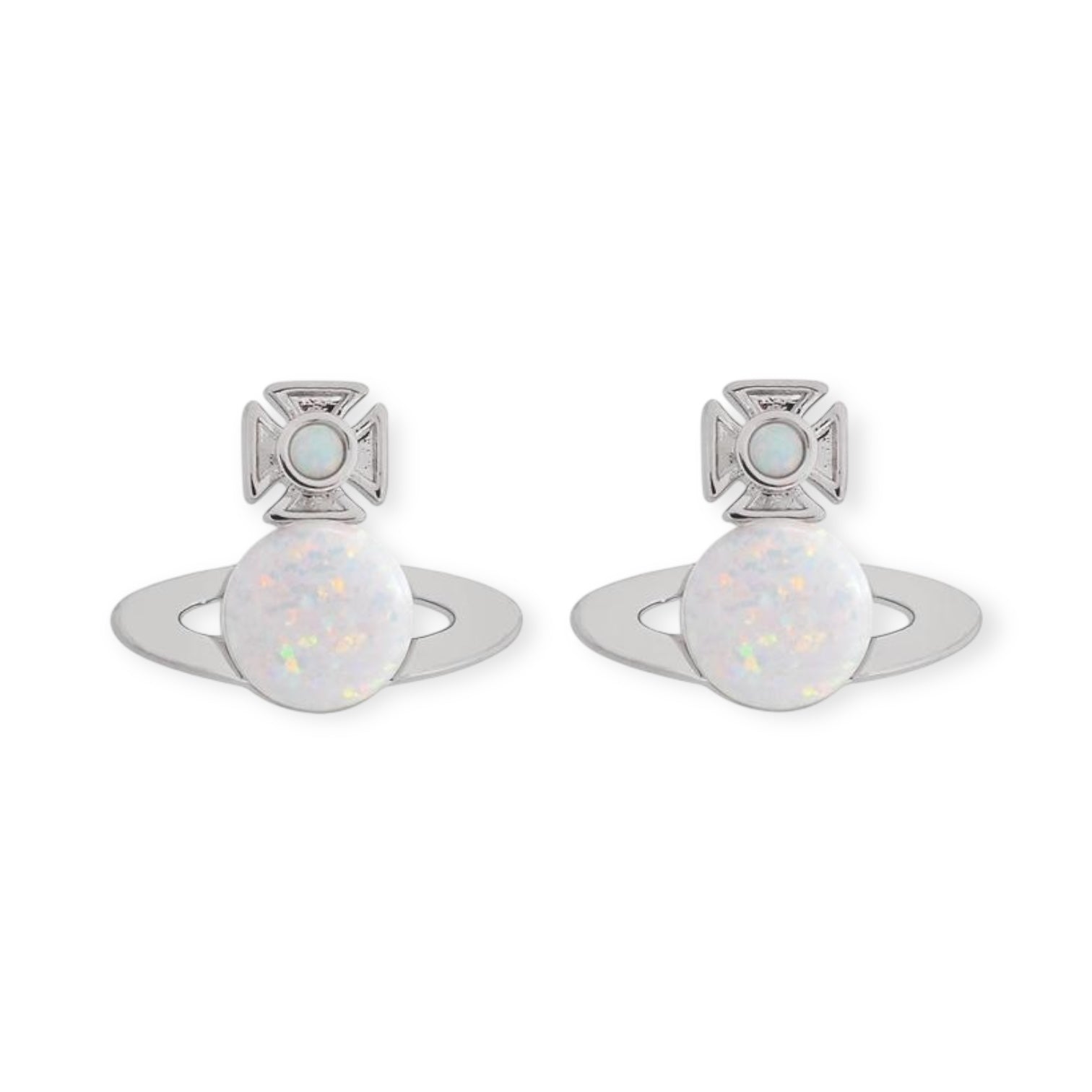 Mini Pearl Orb Iridescent Design Pendant Gold & Silver Stud Earrings (2 Colors)