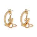 Mini Hanging Gem Studded Orb Pendant Inverted Loop Design Gold & Silver Stud Earrings (2 Colors)