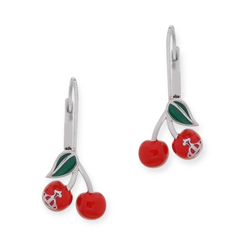 Cherry Fruit Engraved Orb Pendant Gold & Silver Earrings (2 Colors)