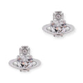 Mini Heart Gemstone Orb Pendant Purple & Silver Stud Earrings (2 Colors)