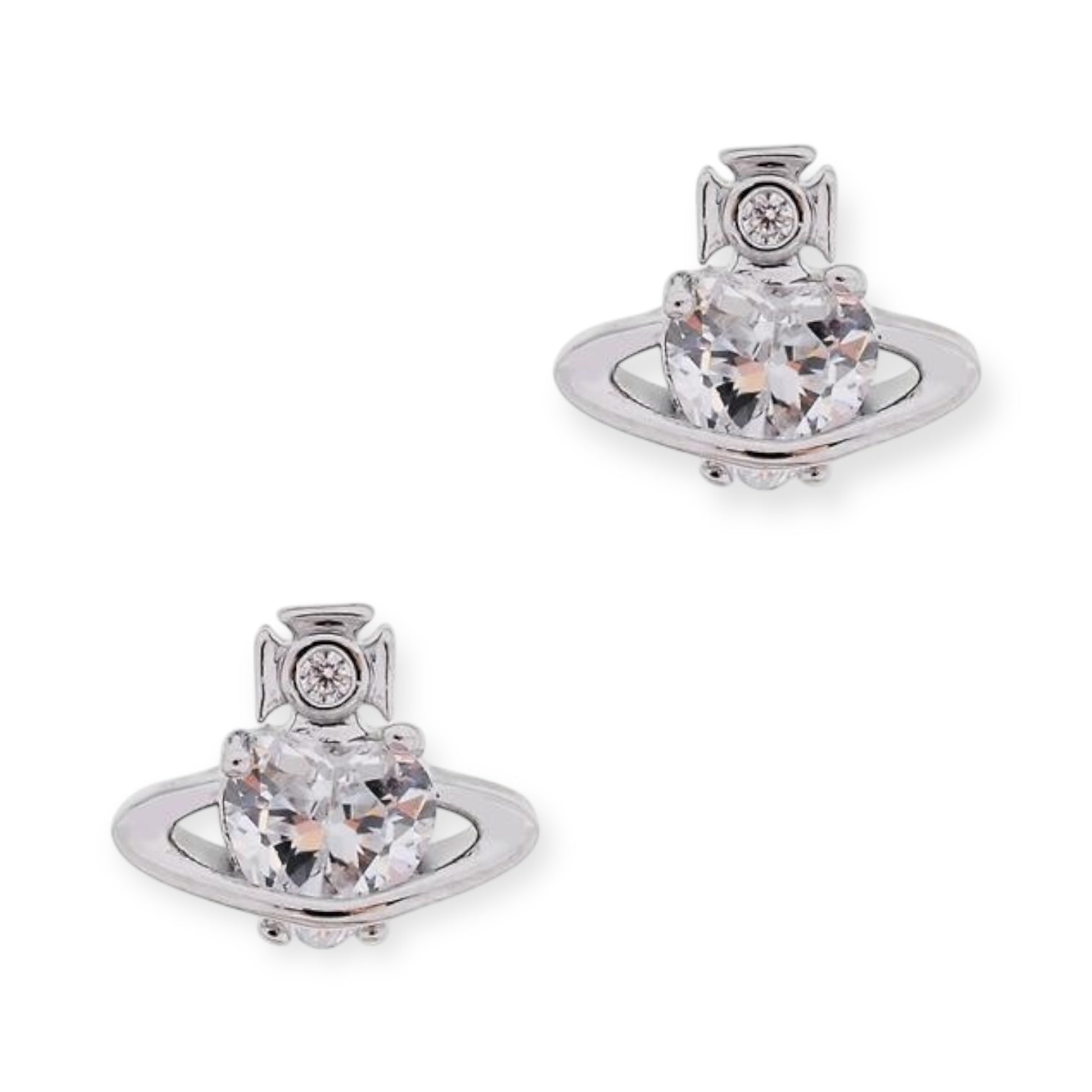 Mini Heart Gemstone Orb Pendant Purple & Silver Stud Earrings (2 Colors)