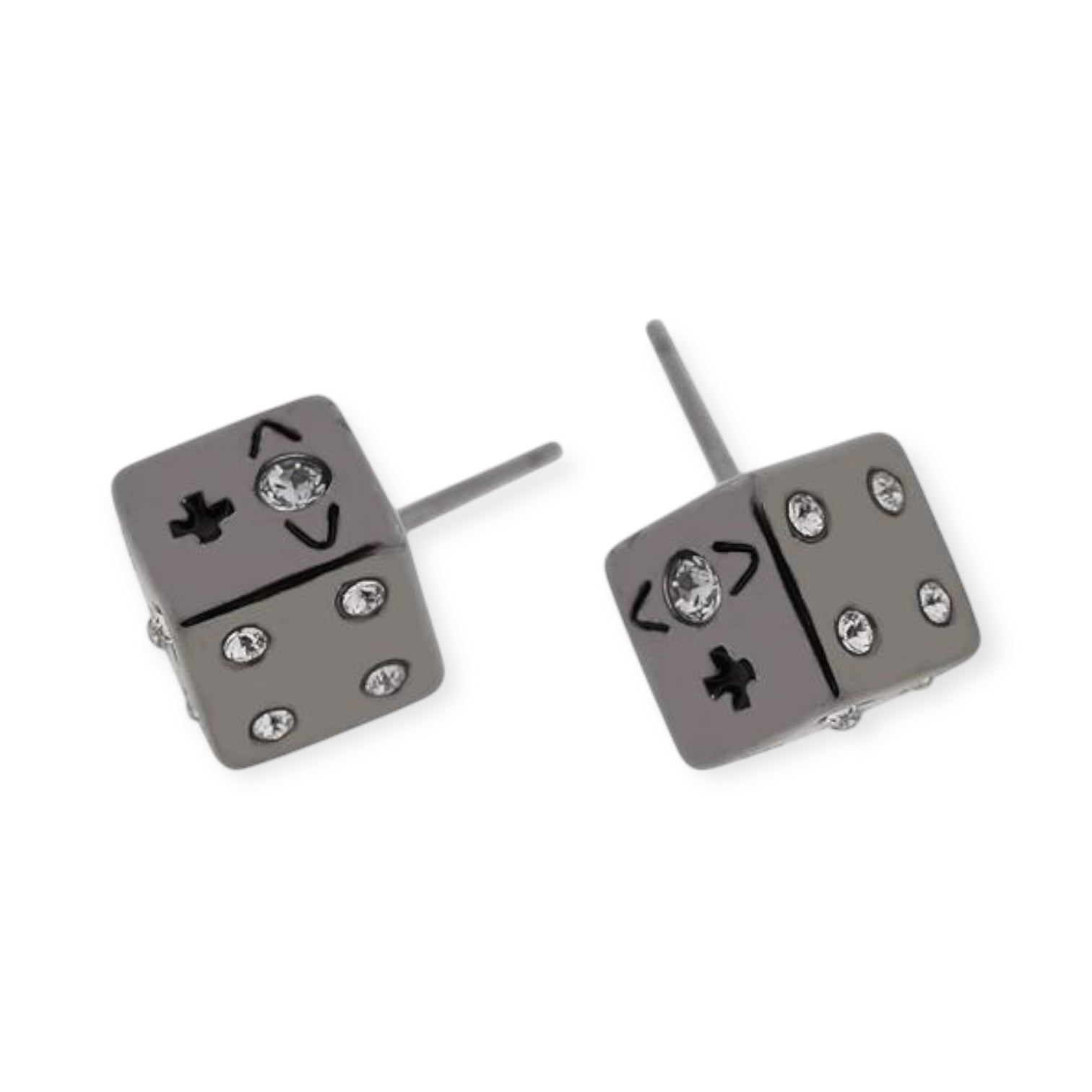 Dice Design Engraved Orb Pendant Earrings (4 Colors)