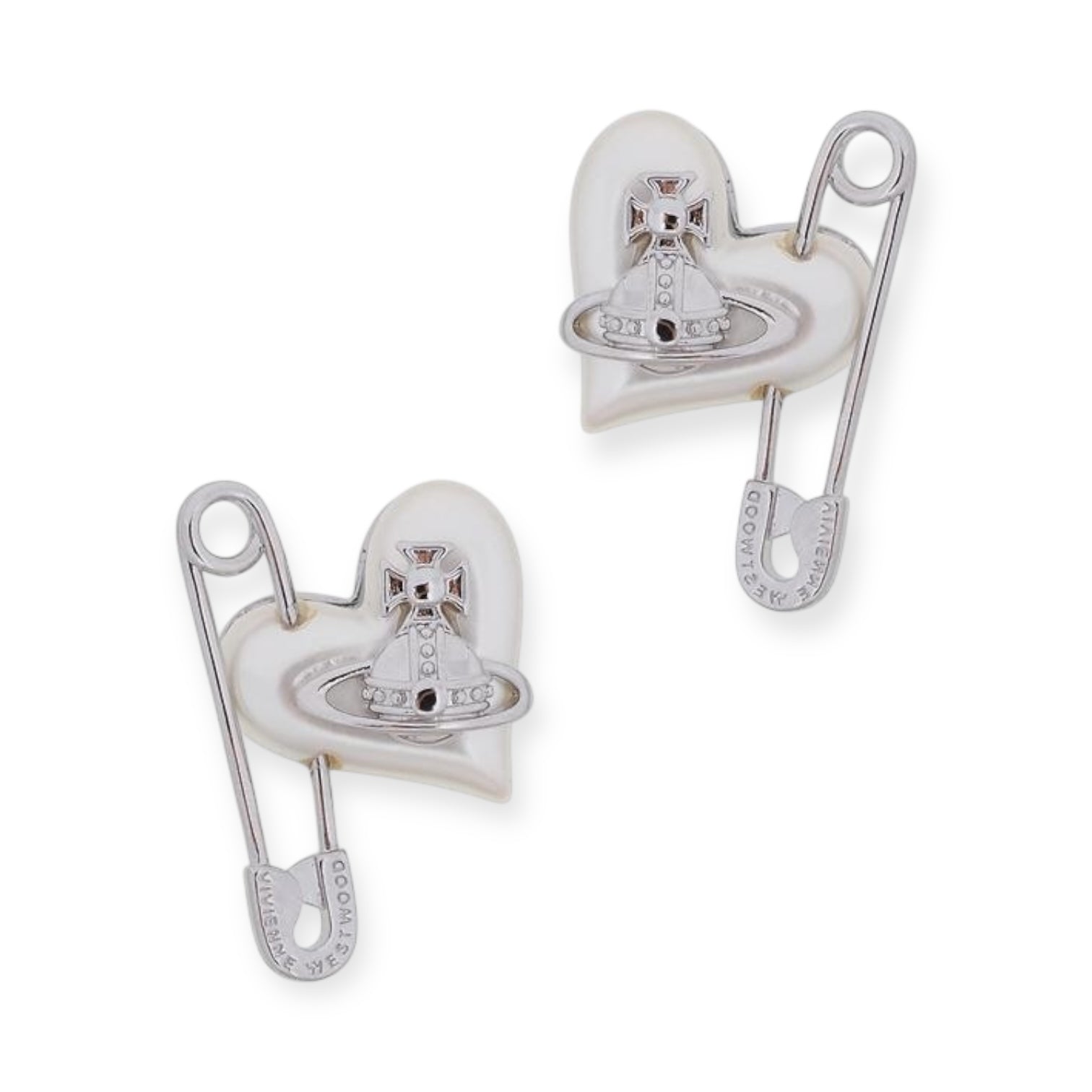 Heart Safety Pin Paperclip Earrings (3 Colors)