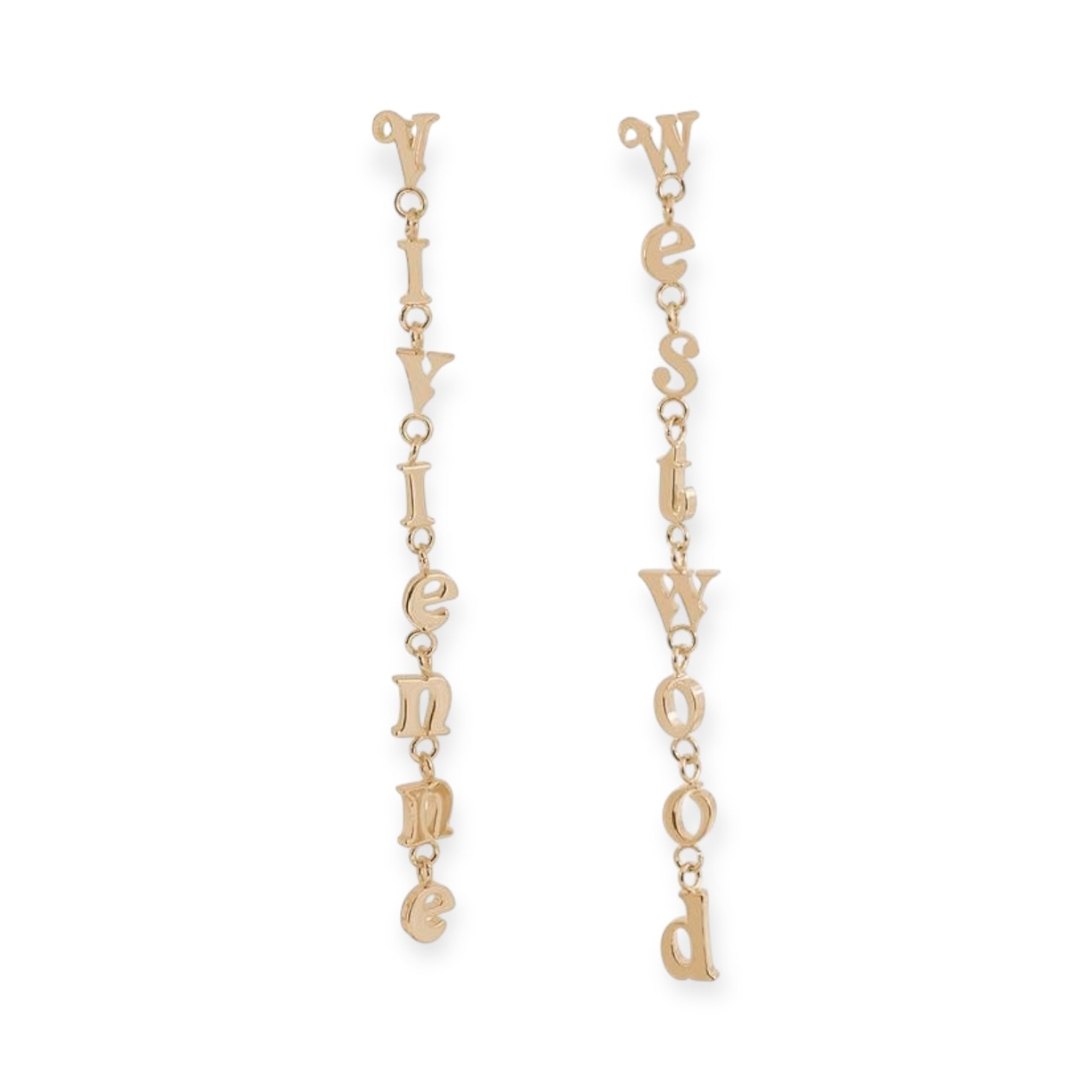 Lowercase Spellout Hanging Text Orb Gold & Silver Stud Earrings (2 Colors)