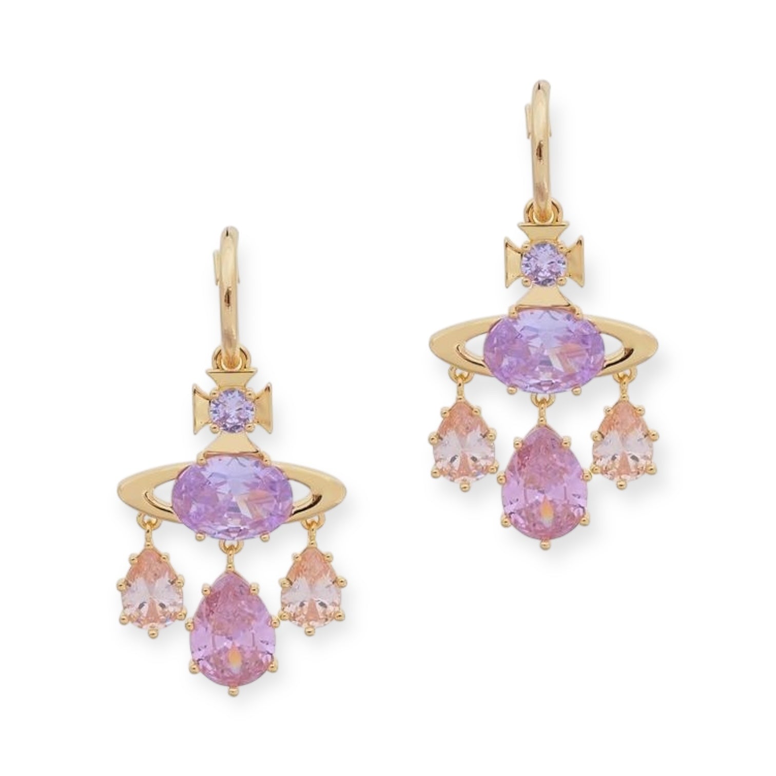 Multi Tear Drop Gem Colorful Orb Earrings (2 Colors)