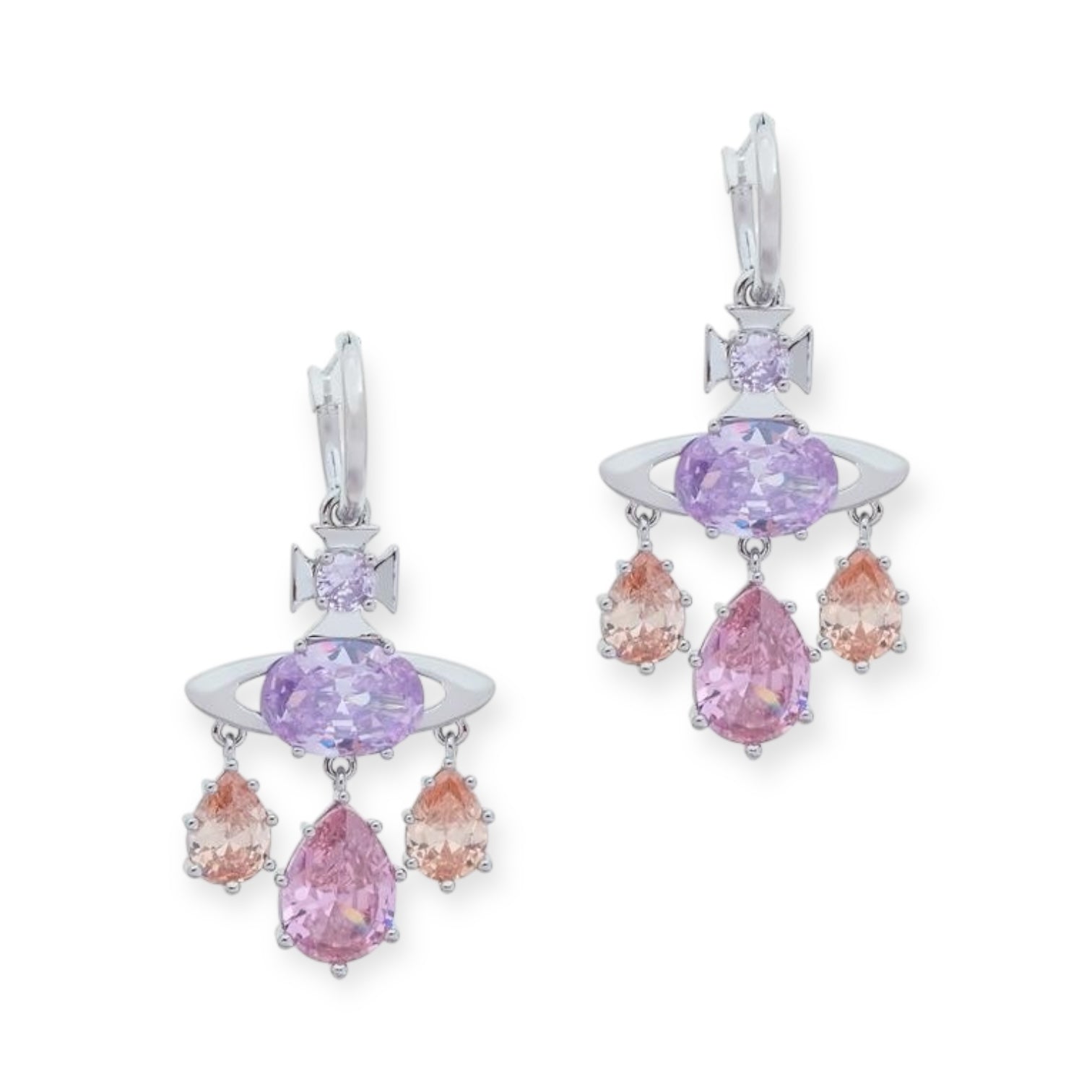 Multi Tear Drop Gem Colorful Orb Earrings (2 Colors)