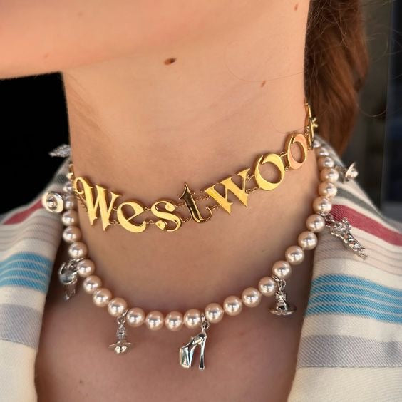 Curved Spellout Letters Statement Name Double Chain Gold & Silver (2 Colors)