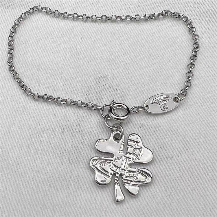 Lucky Clover Staple Engraved Orb Pendant Bracelet Gold & Silver (2 Colors)