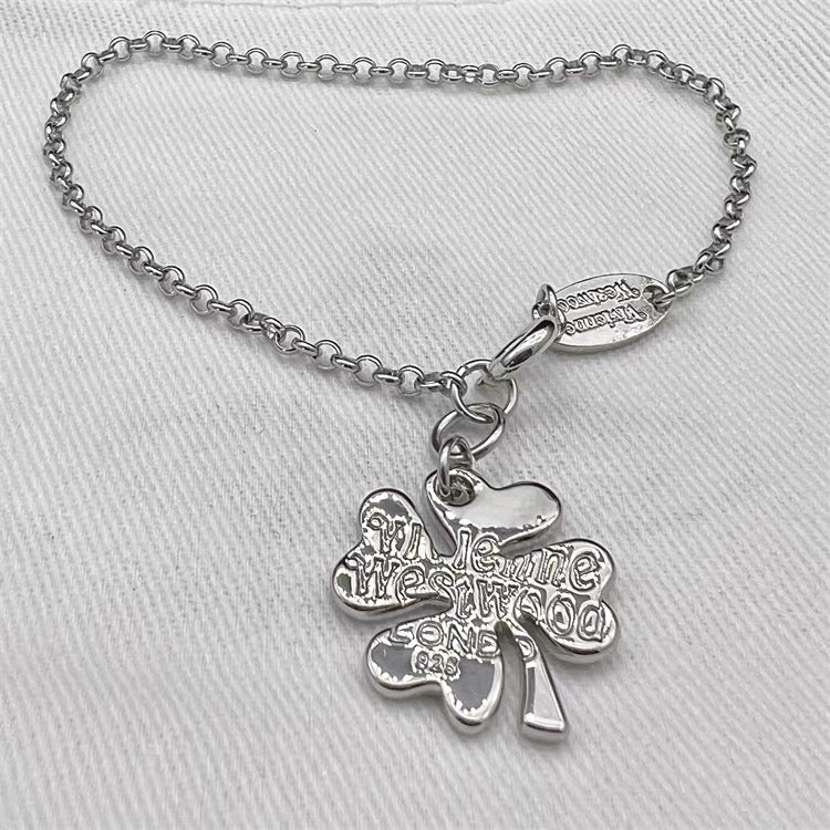 Lucky Clover Staple Engraved Orb Pendant Bracelet Gold & Silver (2 Colors)