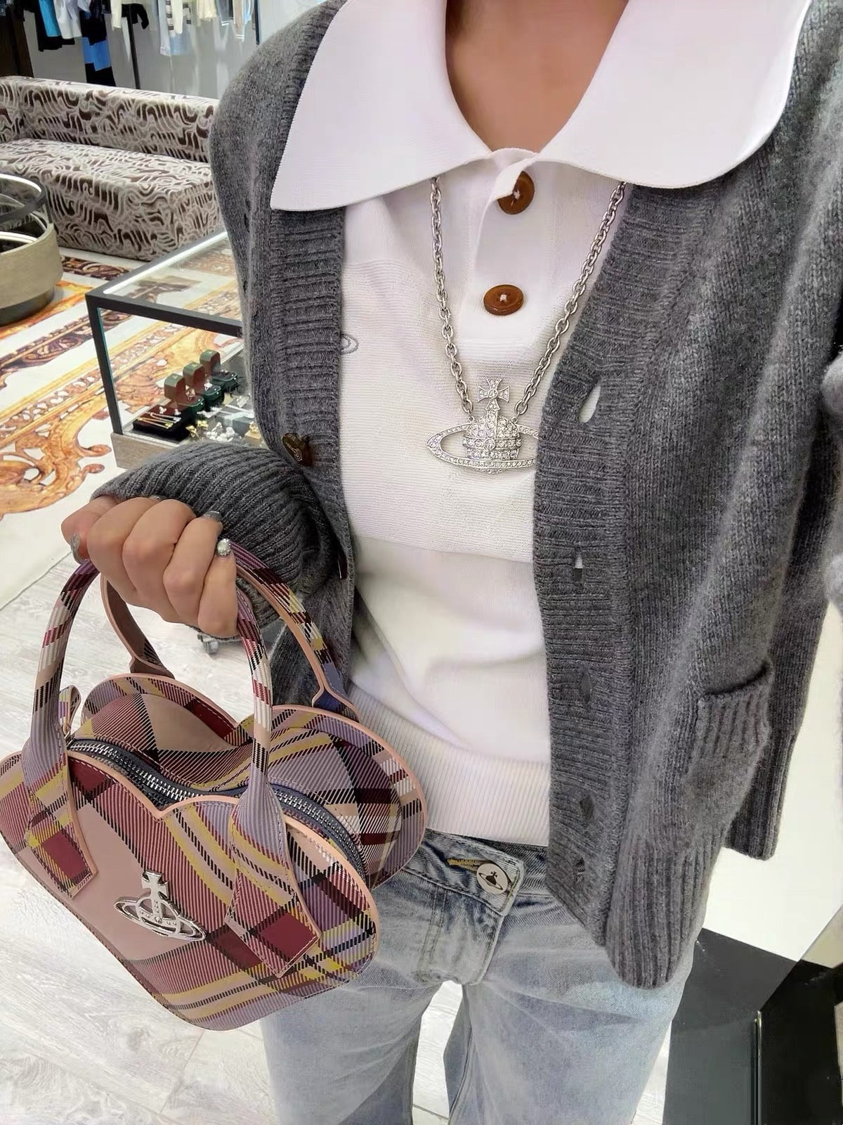 Colourful Textured Pattern Heart Shape Shoulder Bag