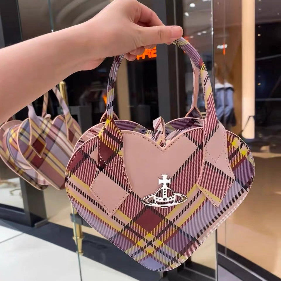 Colourful Textured Pattern Heart Shape Shoulder Bag