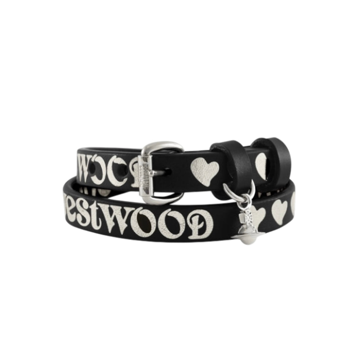 Nana Detail Black and Silver Leather Belt Choker Necklace