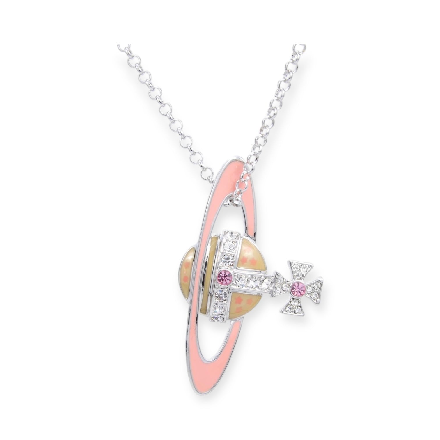 Sideways Hanging Colorful Orb Saturn Necklace (3 colors)