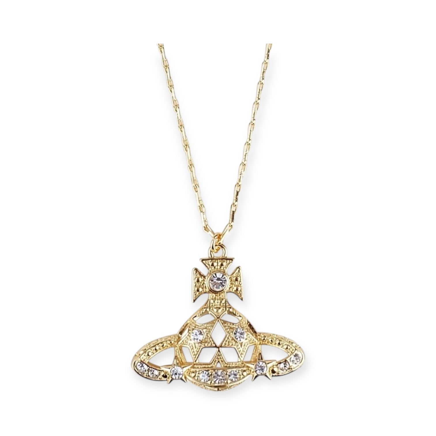Star Gem Studded Orb Pendant Necklace Gold & Silver (2 colors)