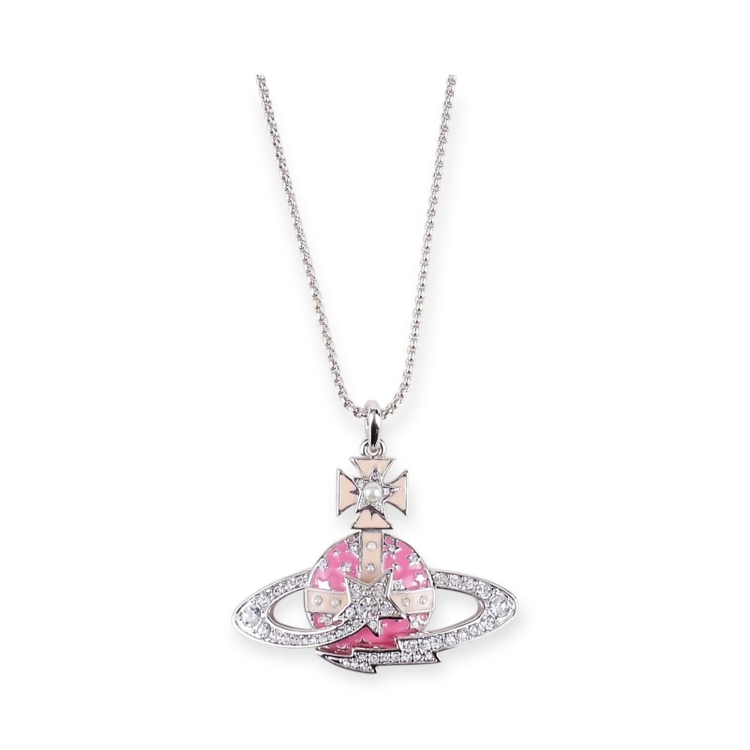 Multicolor Pearl Studded Orb Shooting Star Saturn Necklace (3 colors)