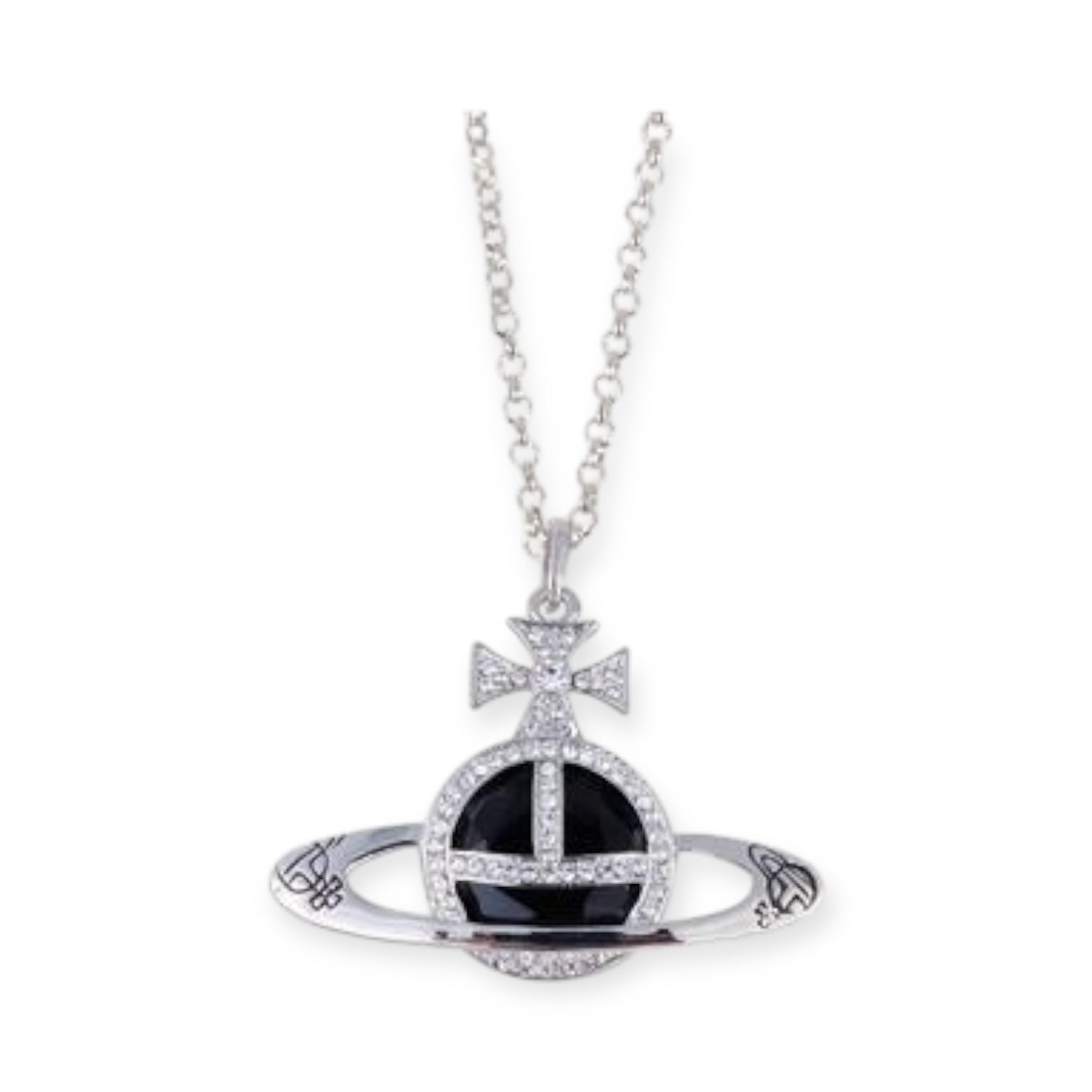Colored Gem Engraved Orb Orbit Pendant Necklace (6 Colors)