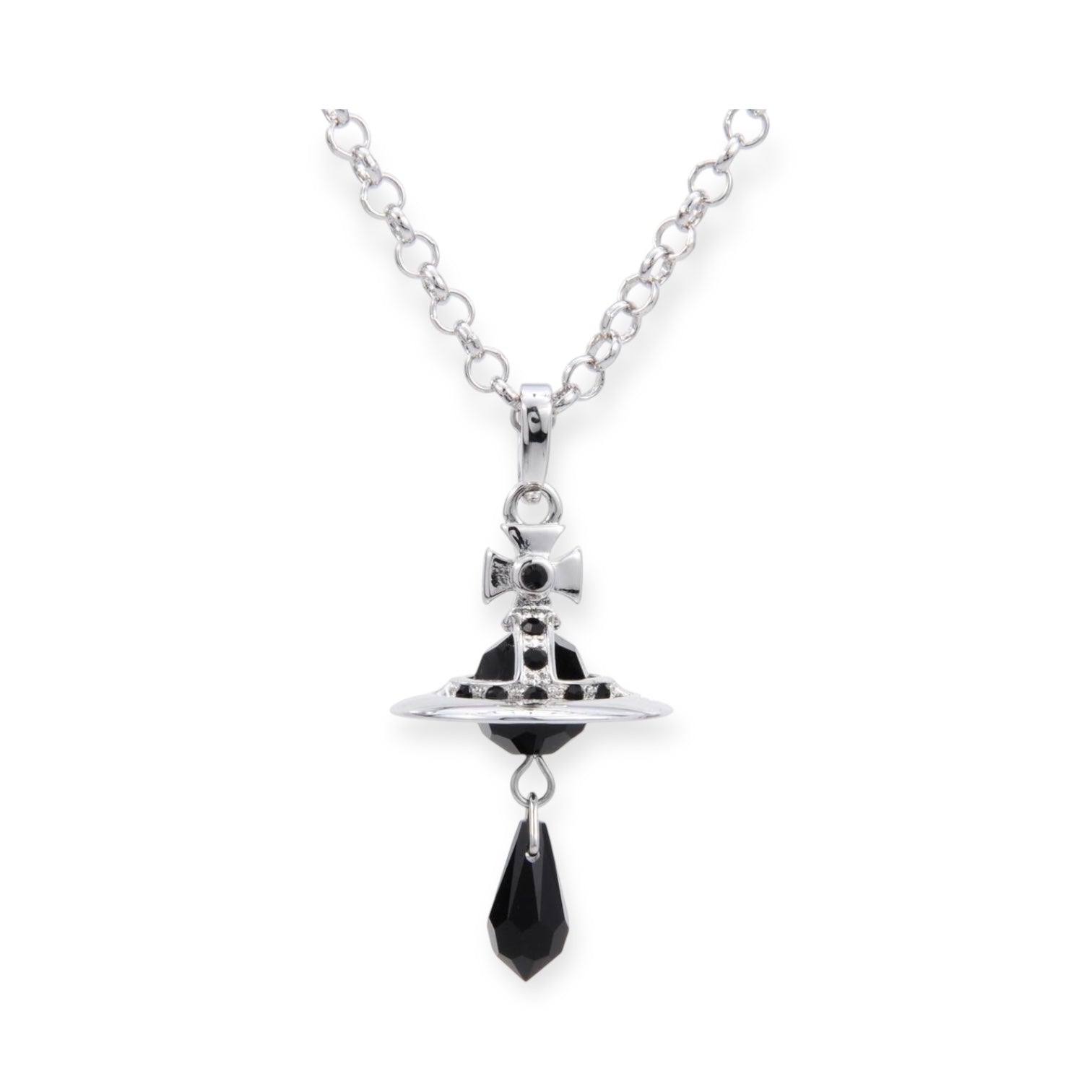 Crystal Orb Water Drop Black Crystal Pendant Necklace (4 Colors)