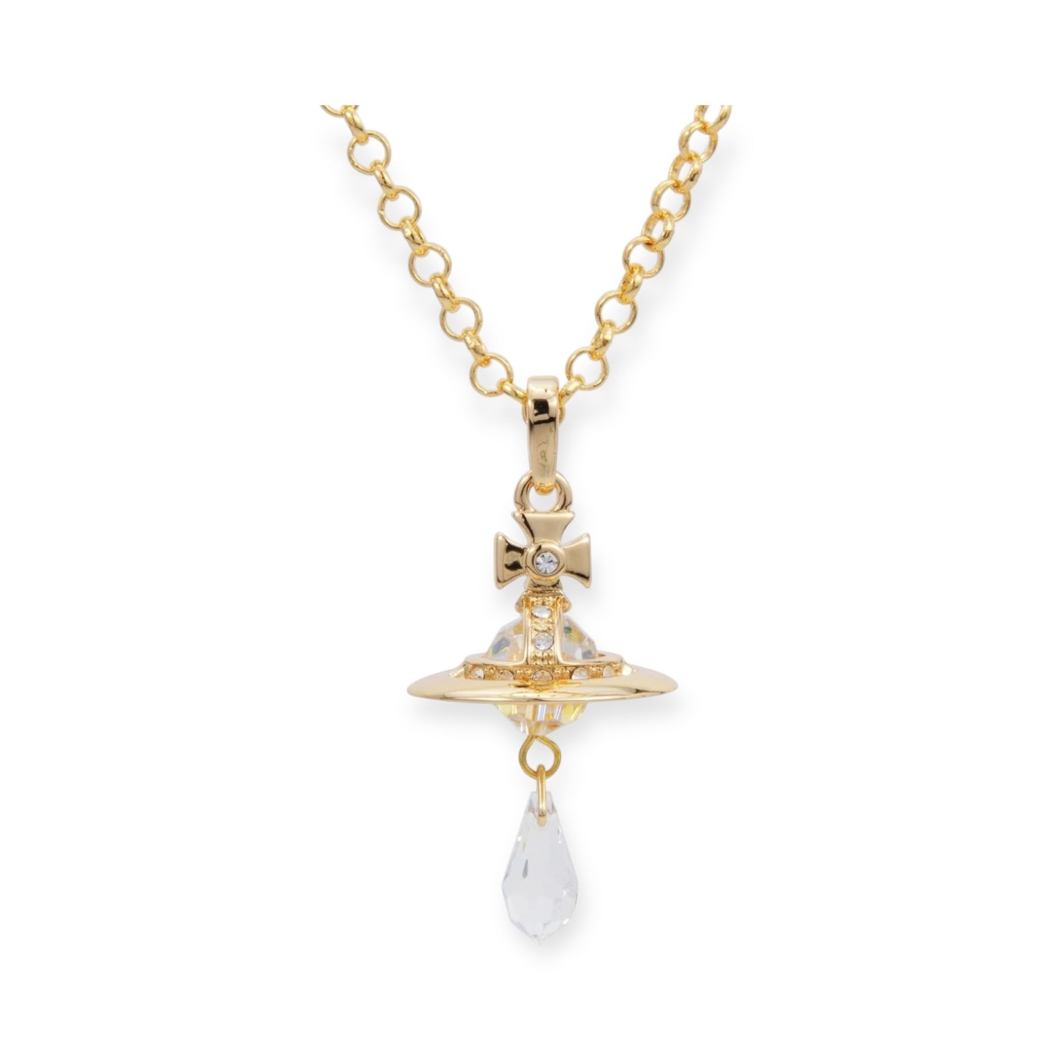 Crystal Orb Water Drop Black Crystal Pendant Necklace (4 Colors)