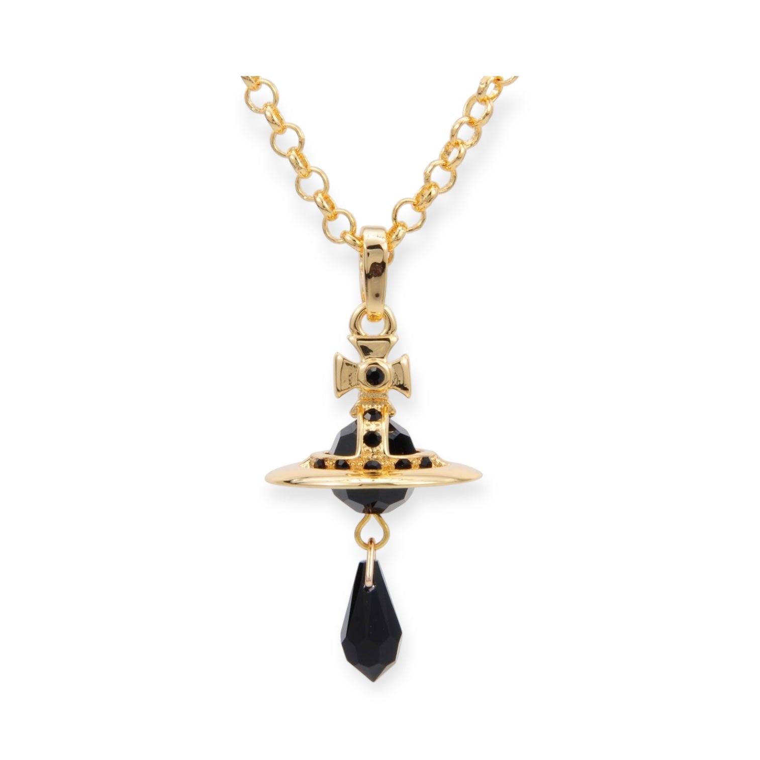 Crystal Orb Water Drop Black Crystal Pendant Necklace (4 Colors)