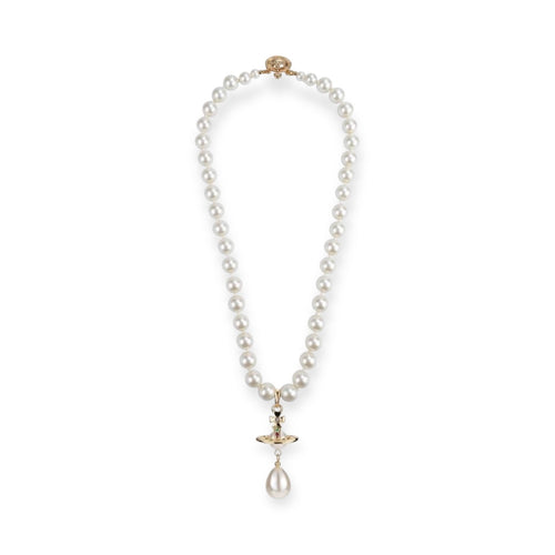 Beaded Tear Drop Pearl Orb Pendant Necklace Gold & Silver *2 colors*