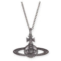 Dark Silver Medieval Flower Pattern Pendant Orb Silver Necklace