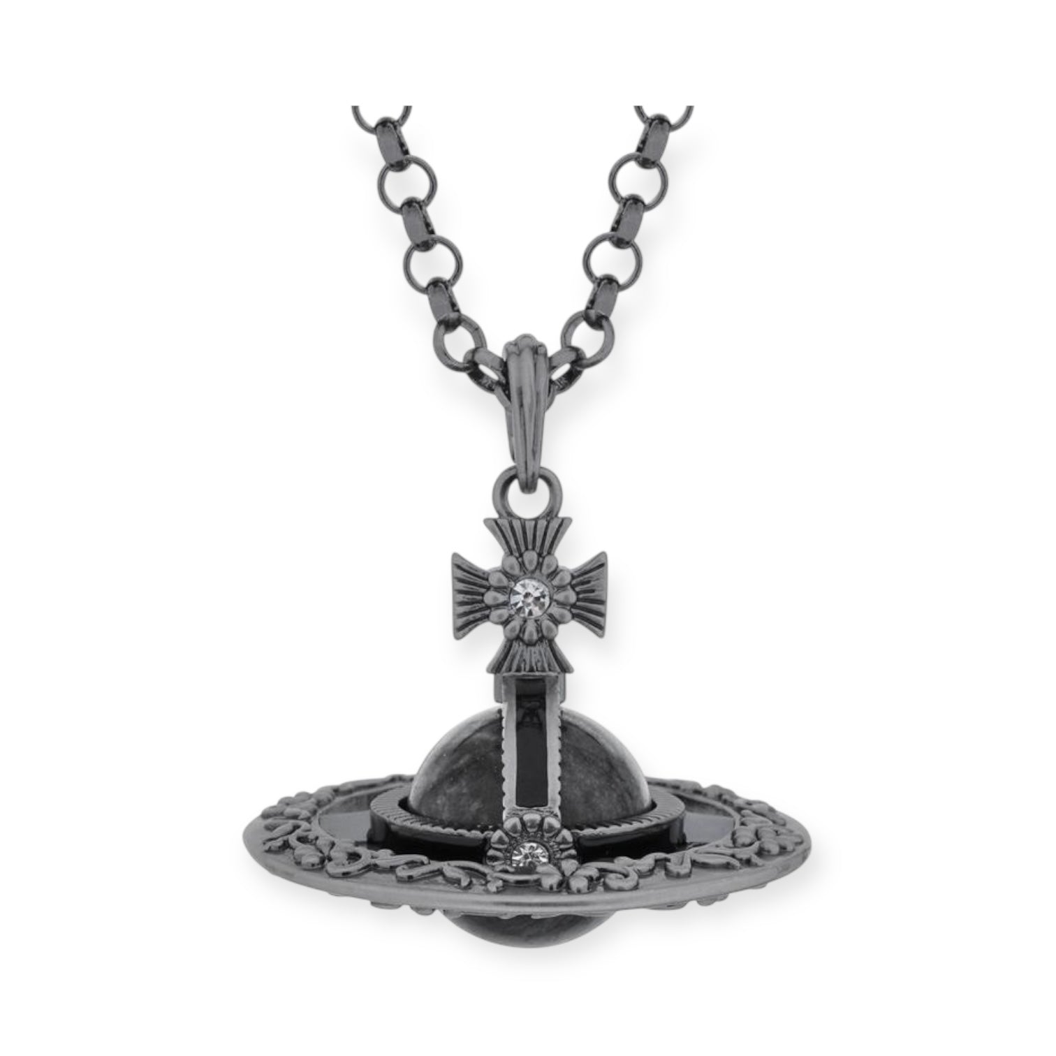 Detailed Gothic Orb Pendant Necklaces Purple & Dark Silver Colorways *20MM & 10MM*