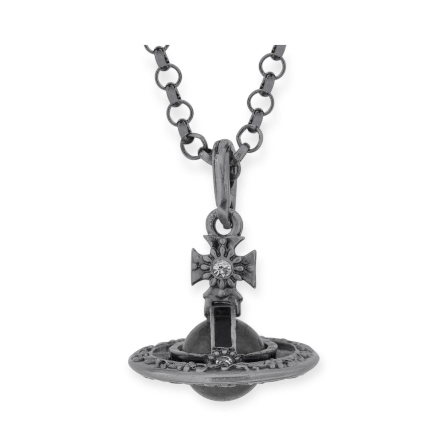 Detailed Gothic Orb Pendant Necklaces Purple & Dark Silver Colorways *20MM & 10MM*