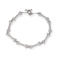 Mini Multi Repeated Bones Silver Gem Studded Choker Necklace