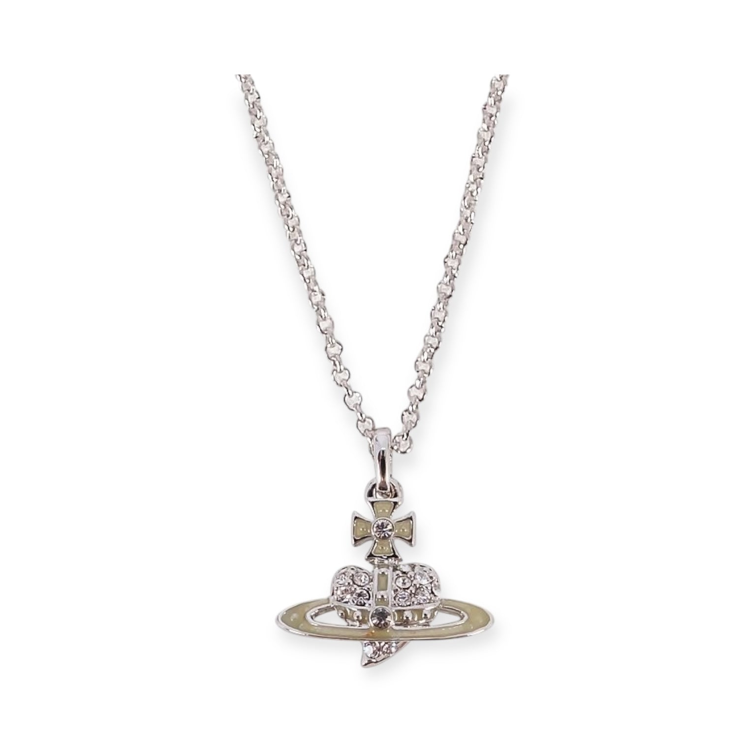Heart Shape Yellow & Silver Orb Pendant Necklace