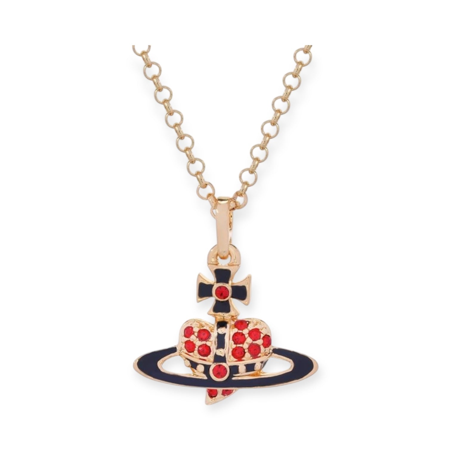 Heart Shaped Mini Gem Studded 10MM Pendant Orb Necklace (2 colors)