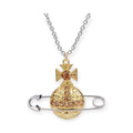 Safety Pin Paperclip Gold Silver Orb Necklace