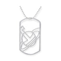 Orb Outline Silver Pendant Dog Tag Necklace