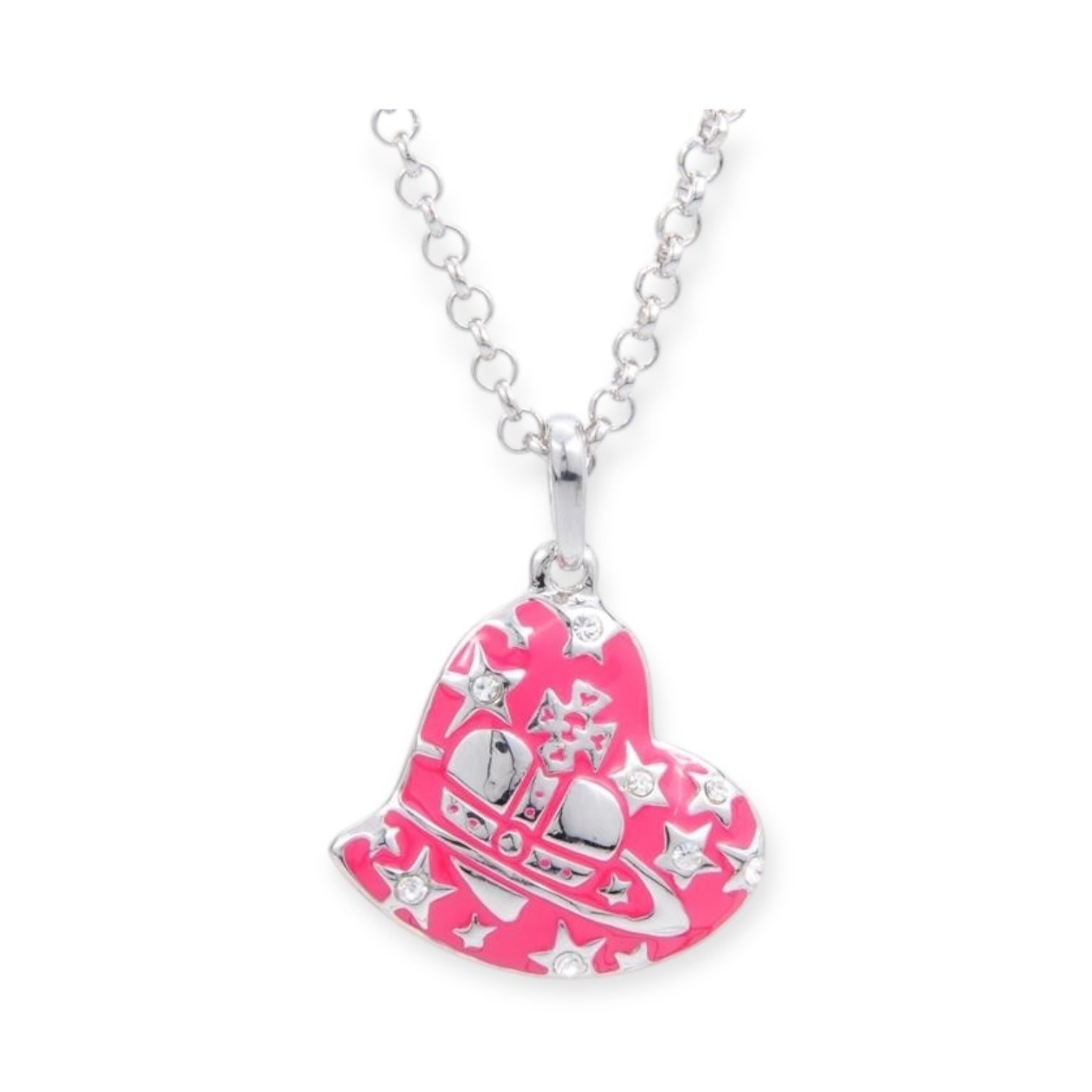 Heart Shape Asymmetrical Hanging Star Gem Studded Pendant Necklace (3 Colors)