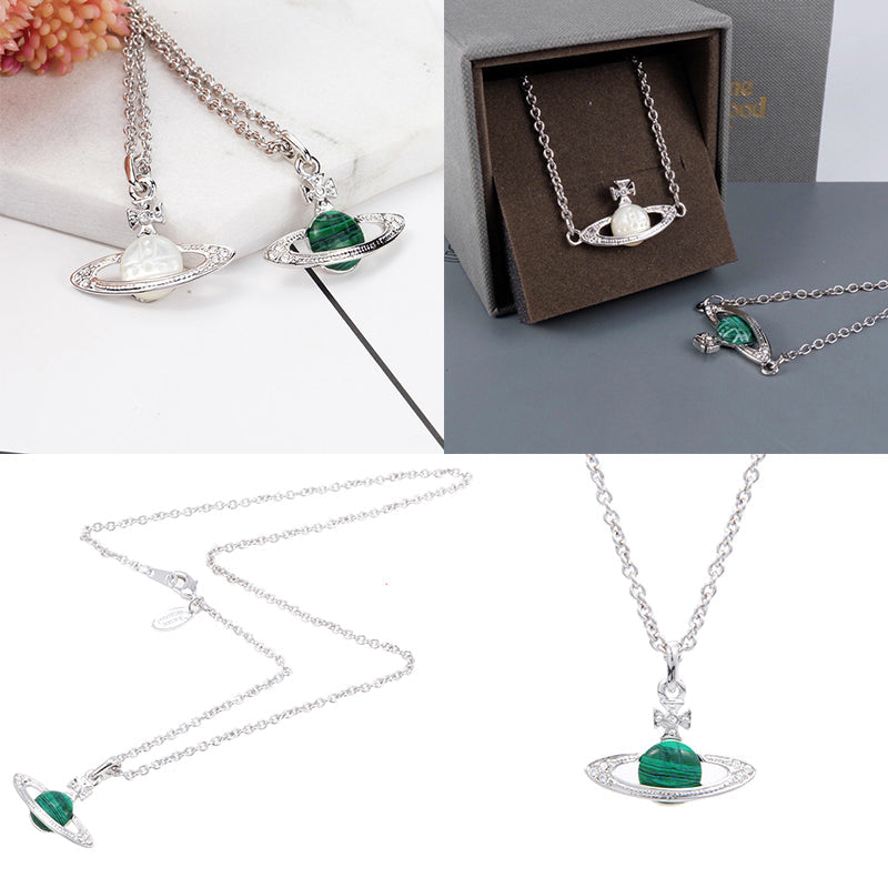 Mini Green Milk Pearl Orb 10MM Pendant Necklace (2 colors)