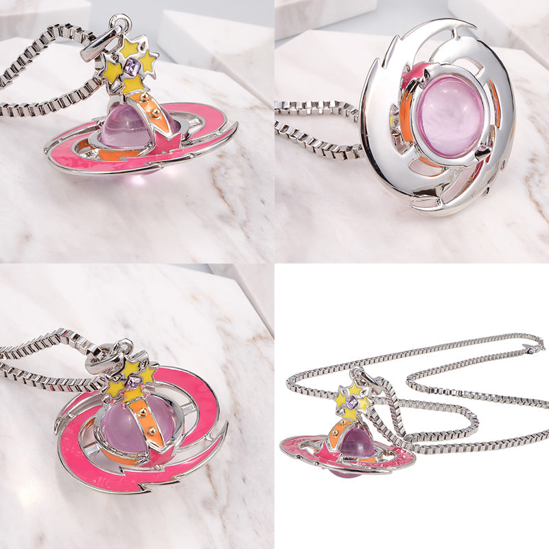 Shooting Star Candy Meteor Colorful Abstract Orb Pendant Star Necklace (20MM & 10MM)
