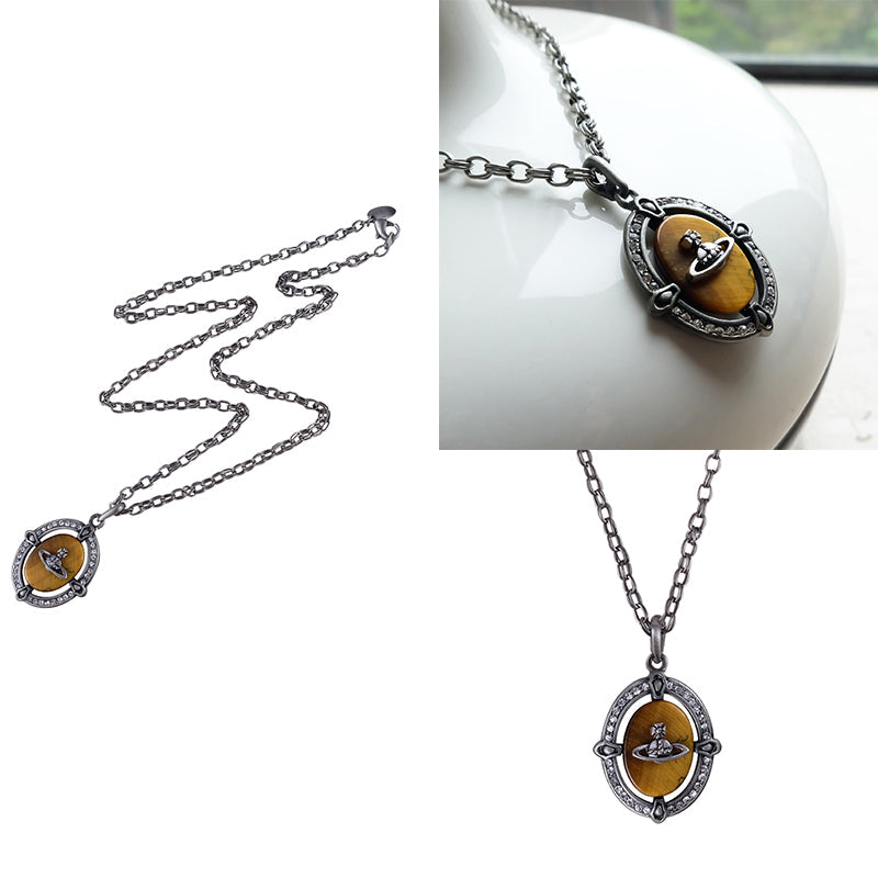 Dark Silver Wooden Orb Pendant Necklace