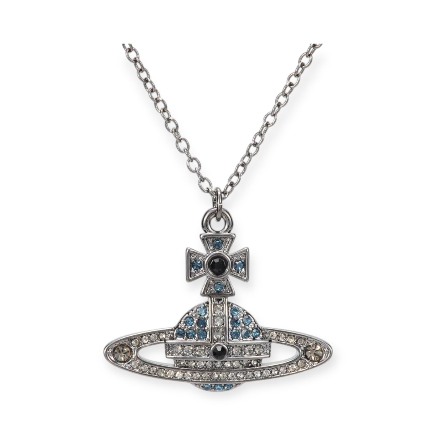 Gem Studded 2D Orb Pendant Necklace (5 Colors)