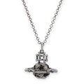 Dark Silver Woven Design Orb Pendant Necklace