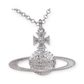 Star Studded Design Silver Orb Pendant Necklace