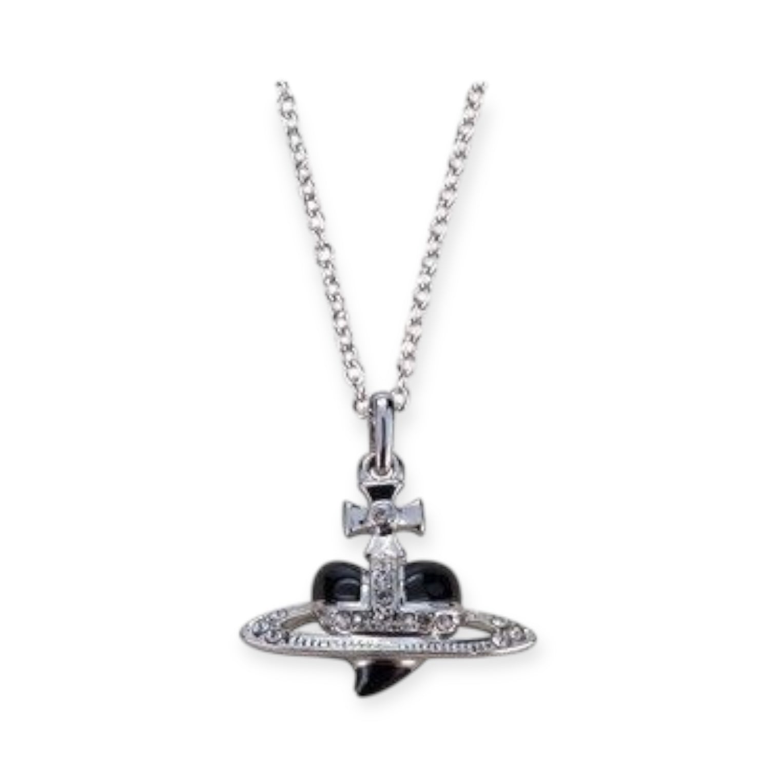 Mini Heart Shape Shaped Orb Design Pendant Silver Chain Necklace (5 Colors)