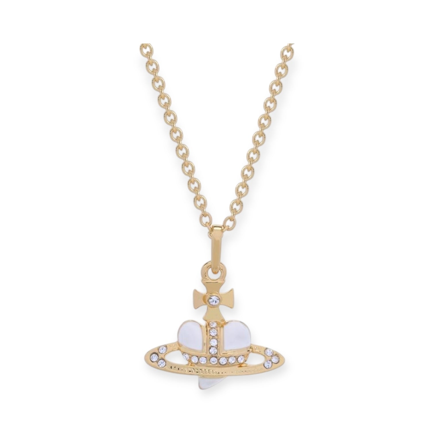 Mini Heart Shape Shaped Orb Design Gold Chain Necklace (7 Colors)