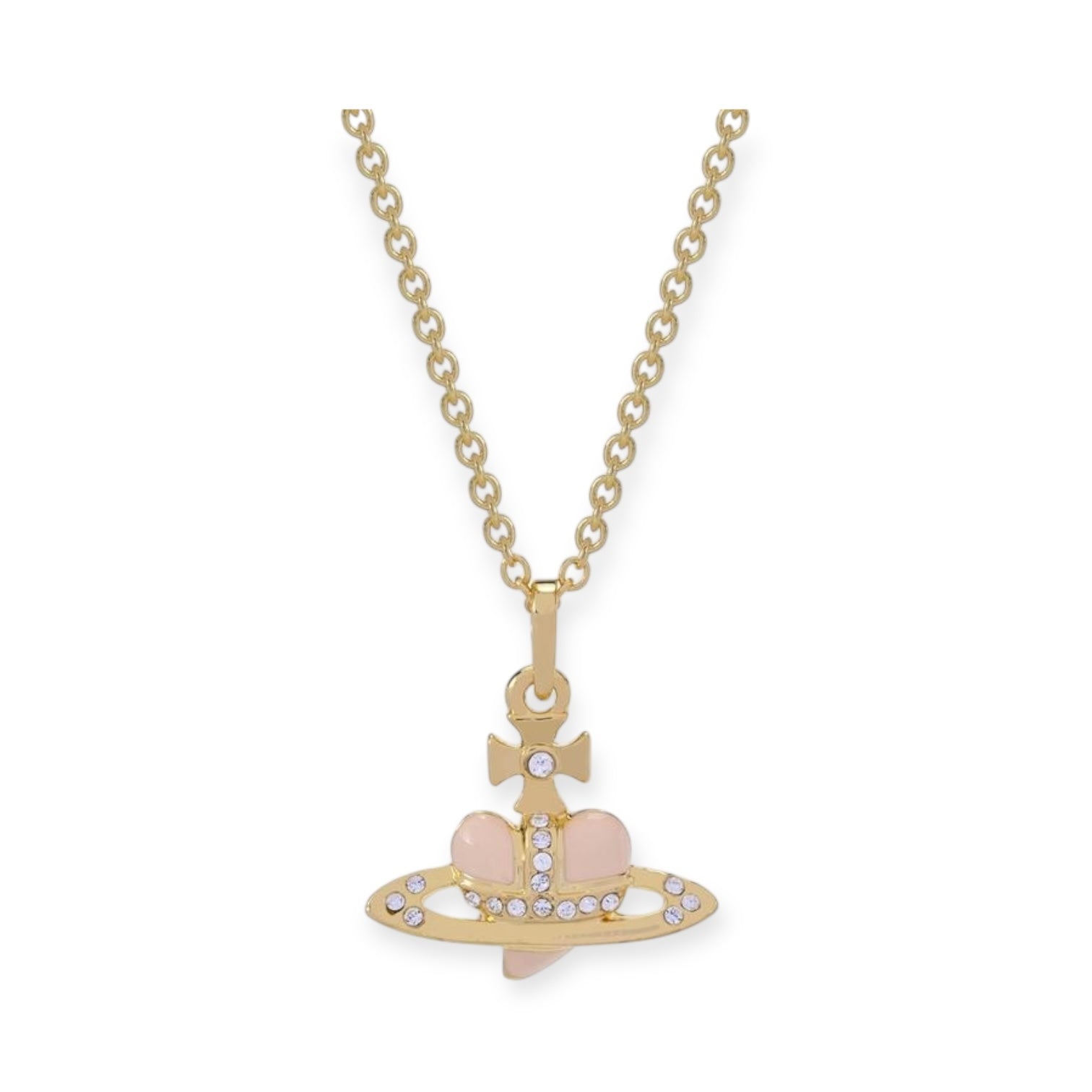 Mini Heart Shape Shaped Orb Design Gold Chain Necklace (7 Colors)