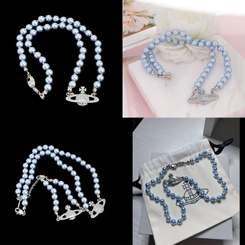 Beaded Pearl Colored Bas Abstract Pendant Orb Necklace (4 Colors)