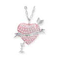 Heart Arrow Gem Studded Pendant Necklace Pink & Black (2 Colors)