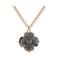 Iridescent Clover Floral Flower Design Pendant Gold Chain Necklace