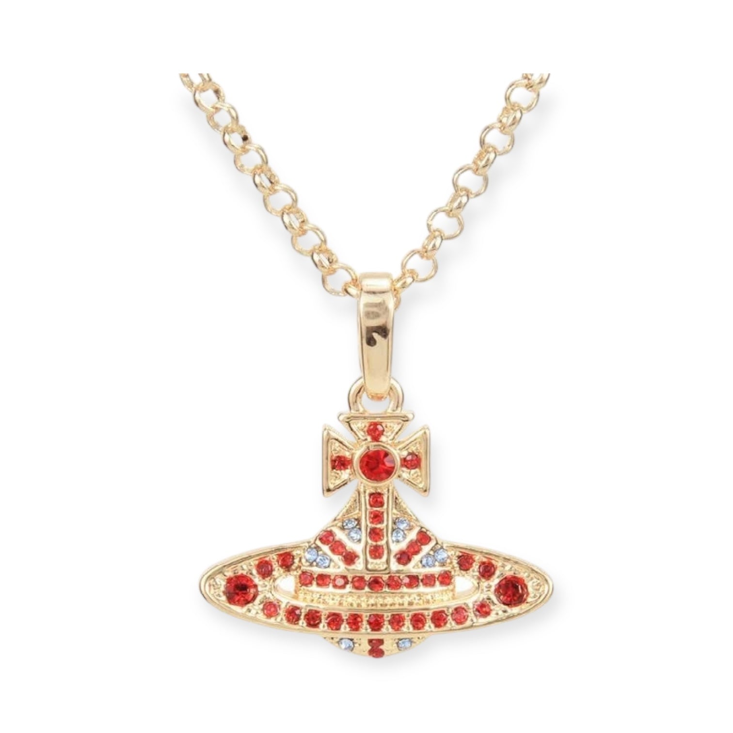 Gem Studded Union Jack Orb Pendant Necklace (5 Colors)