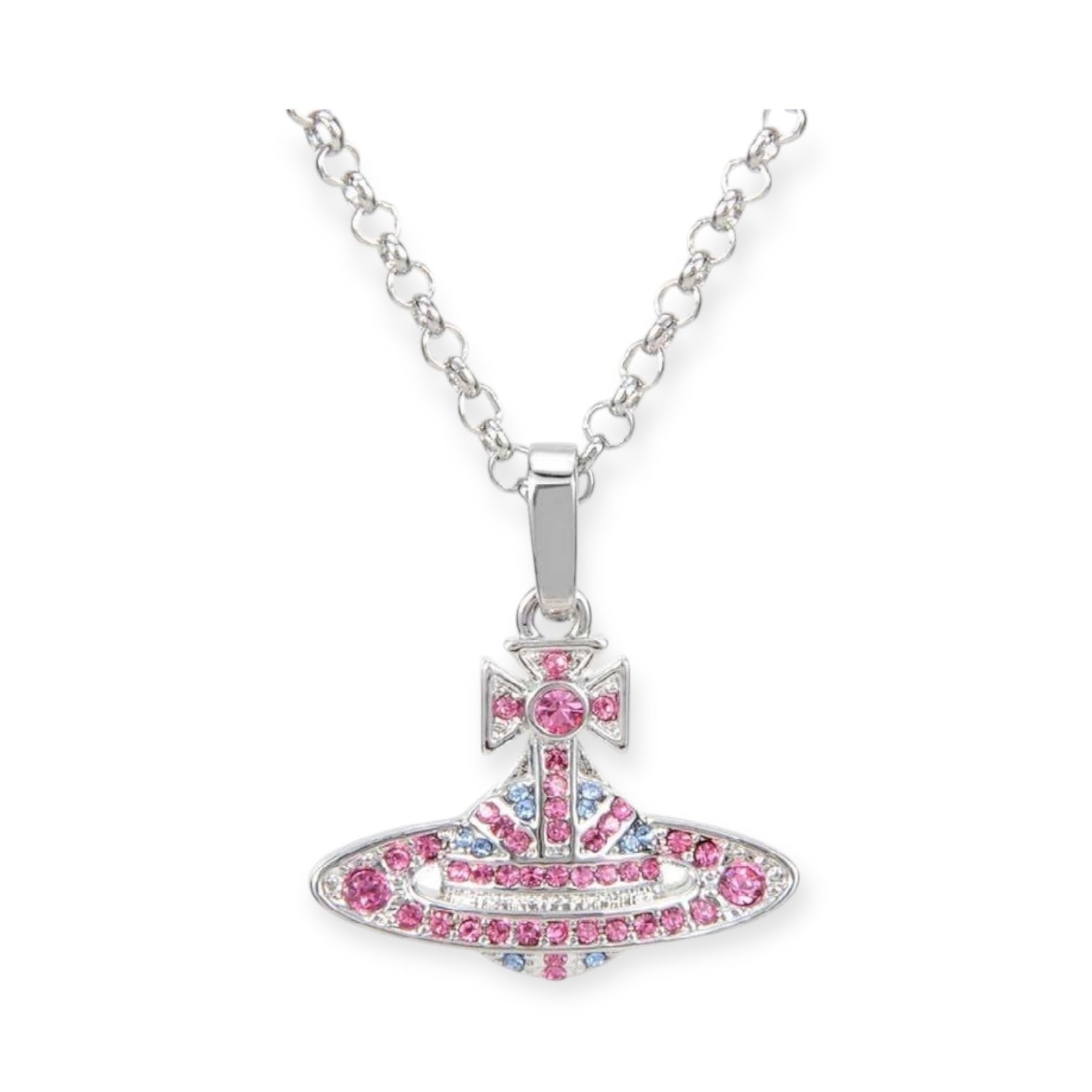 Gem Studded Union Jack Orb Pendant Necklace (5 Colors)